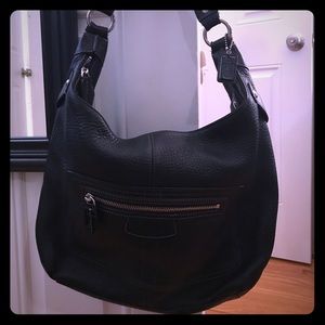 Coach black leather tote bag